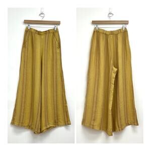 CP Shades Linen Wide Leg Pull-On Cropped Stripe Multicolor Coastal Pants Small